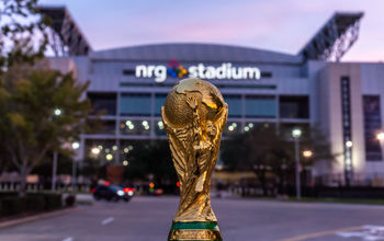 World Cup trophy outside of NRG Stadium in Houston, Texas