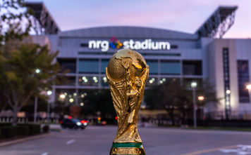World Cup trophy outside of NRG Stadium in Houston, Texas
