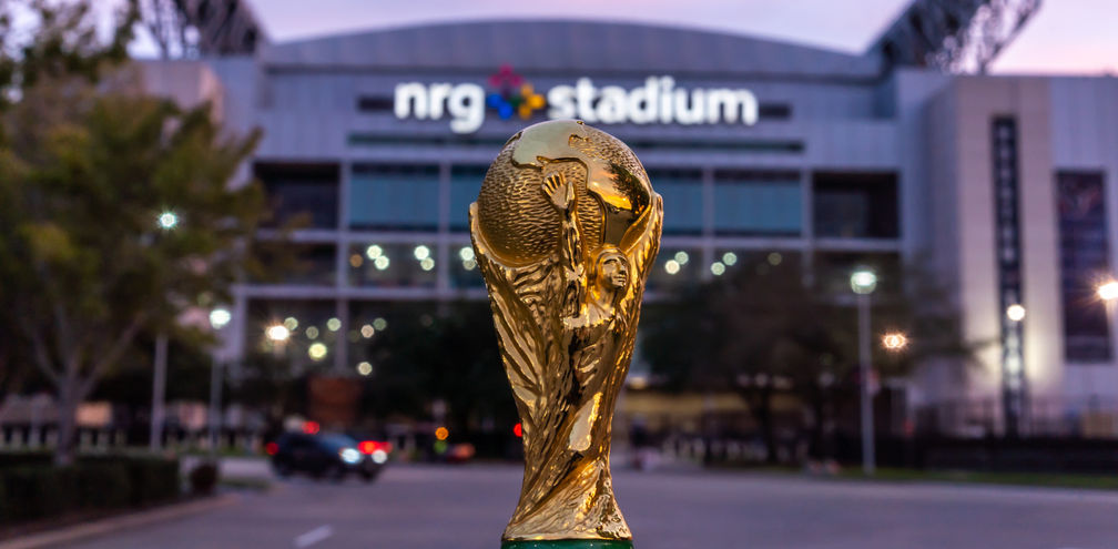 World Cup trophy outside of NRG Stadium in Houston, Texas