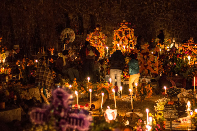 Cemetery in Janitzio, Michoacan during Day of the Dead