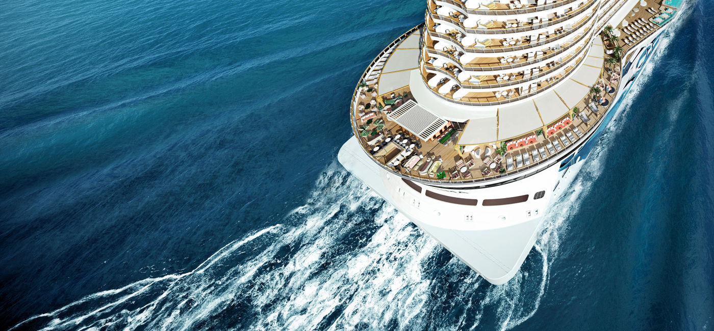 Image: An aerial view of the Norwegian Prima. (Rendering via Norwegian Cruise Line)