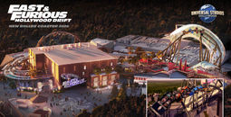 Rendering of the new Fast & Furious: Hollywood Drift roller coaster at Universal Studios Hollywood.