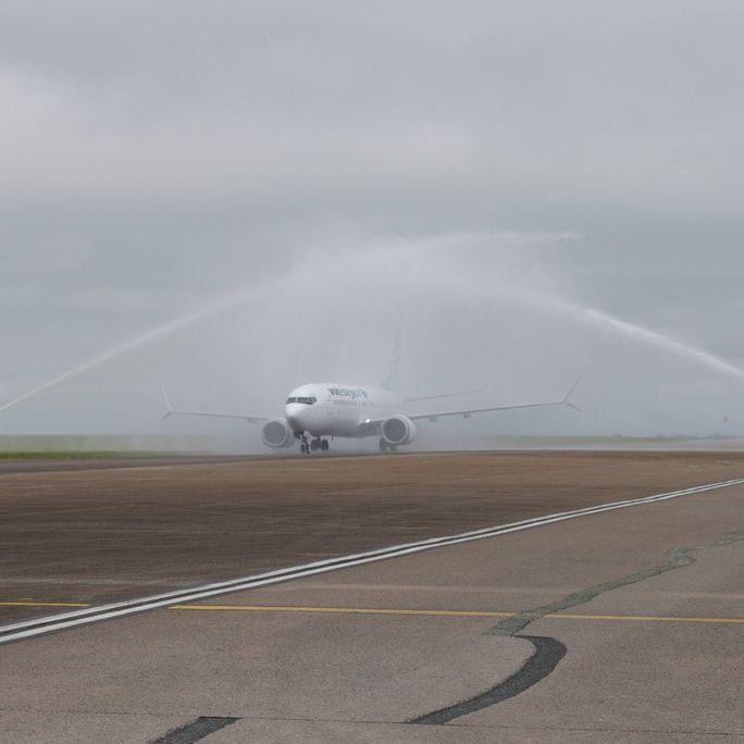 WestJet water cannon salute