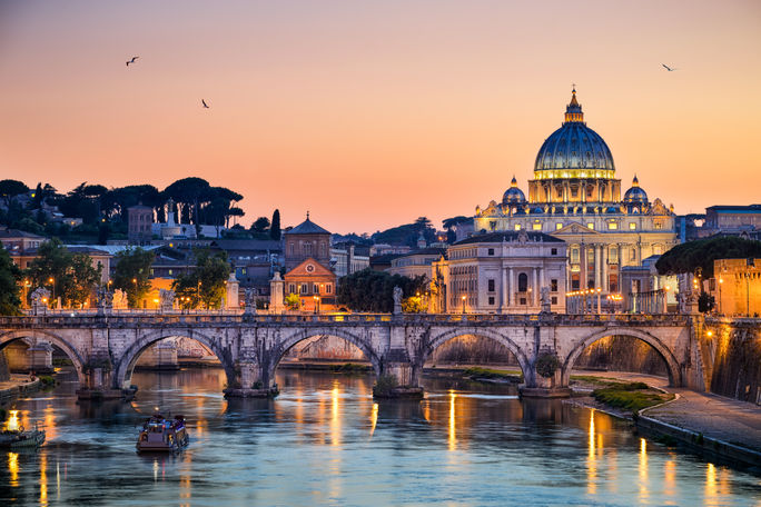 View of St. Peter's Basilica in Rome, Italy View of St. Peter's Basilica in Rome, Italy