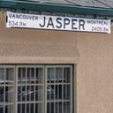 Jasper to Montreal sign (vertical)
