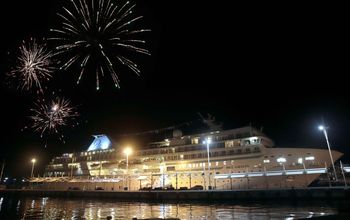 Fireworks on the Gauguin for the 25th anniversary celebration.