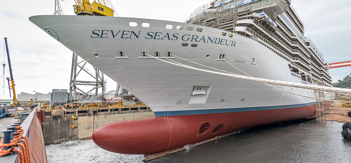 Image: The Seven Seas Grandeur is floated out of dry dock in Ancona, Italy. (photo courtesy of Regent Seven Seas Cruises)