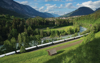 Venice Simplon-Orient-Express train on the Tyrol Pass in Austria.