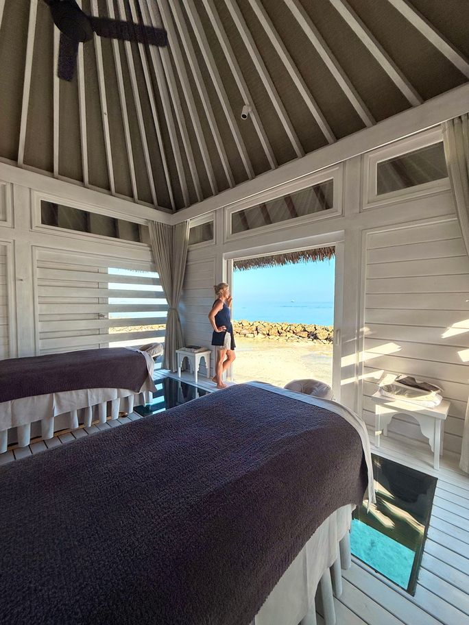 Spa treatment rooms at Four Seasons Kuda Huraa Resort Maldives
