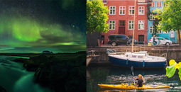 Northern lights in Iceland and the colorful houses along the canals in Christianhavn. 