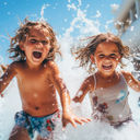 Kids playing in a cruise ship's pool area.