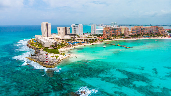 Aerial view of Cancun, Mexico