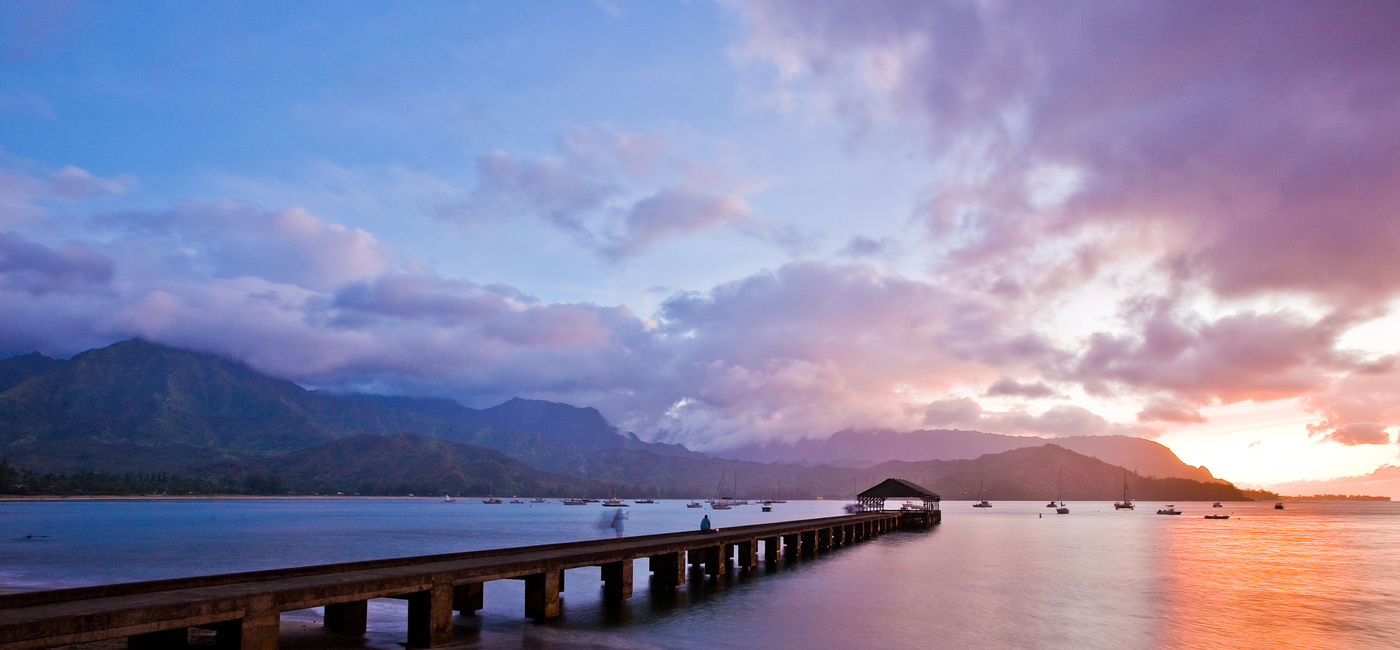 Image: Hanalei Pier at Sunset (Photo via Hawaii Tourism Authority (HTA) / Tor Johnson)