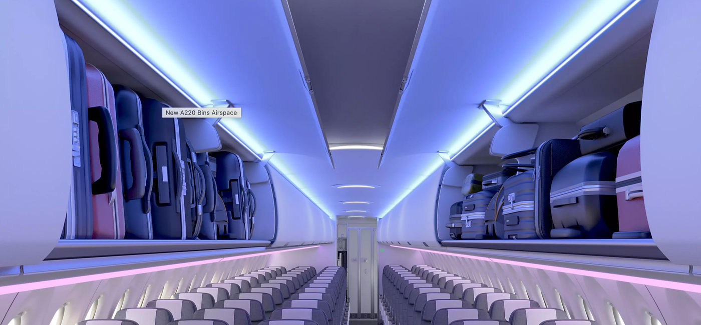 Image: Les nouveaux compartiments offriront 15 % plus de capacité (Source: Airbus)