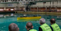 The model of the Sea Zero ship in the Sea Basin at Tyholt in Trondheim