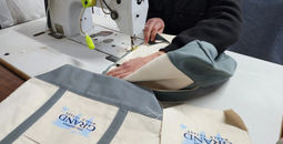 The upcycled bags are made from retired ship fabrics