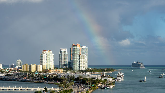 A rainbow stretches over Fort Lauderdale, Florida. A rainbow stretches over Fort Lauderdale, Florida.