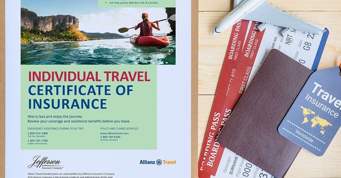 Certificate of travel insurance from Allianz