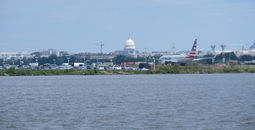 American Airlines plane on the runway at Ronald Reagan Washington National Airport
