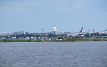 American Airlines plane on the runway at Ronald Reagan Washington National Airport