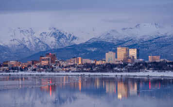Skyline of Anchorage, Alaska.