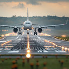 Plane on runway.