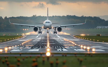 Plane on runway.