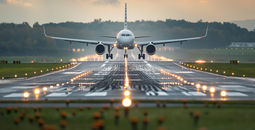 Plane on runway.