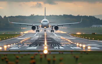 Plane on runway.
