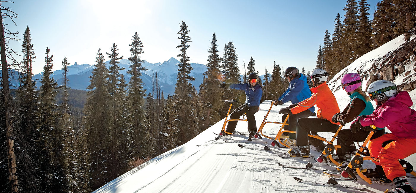 Image: Skibobbing at Telluride Ski Resort. (Photo via Telluride Ski Resort)