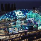 Rendering of Norwegian Aura Ocean Heights at night.
