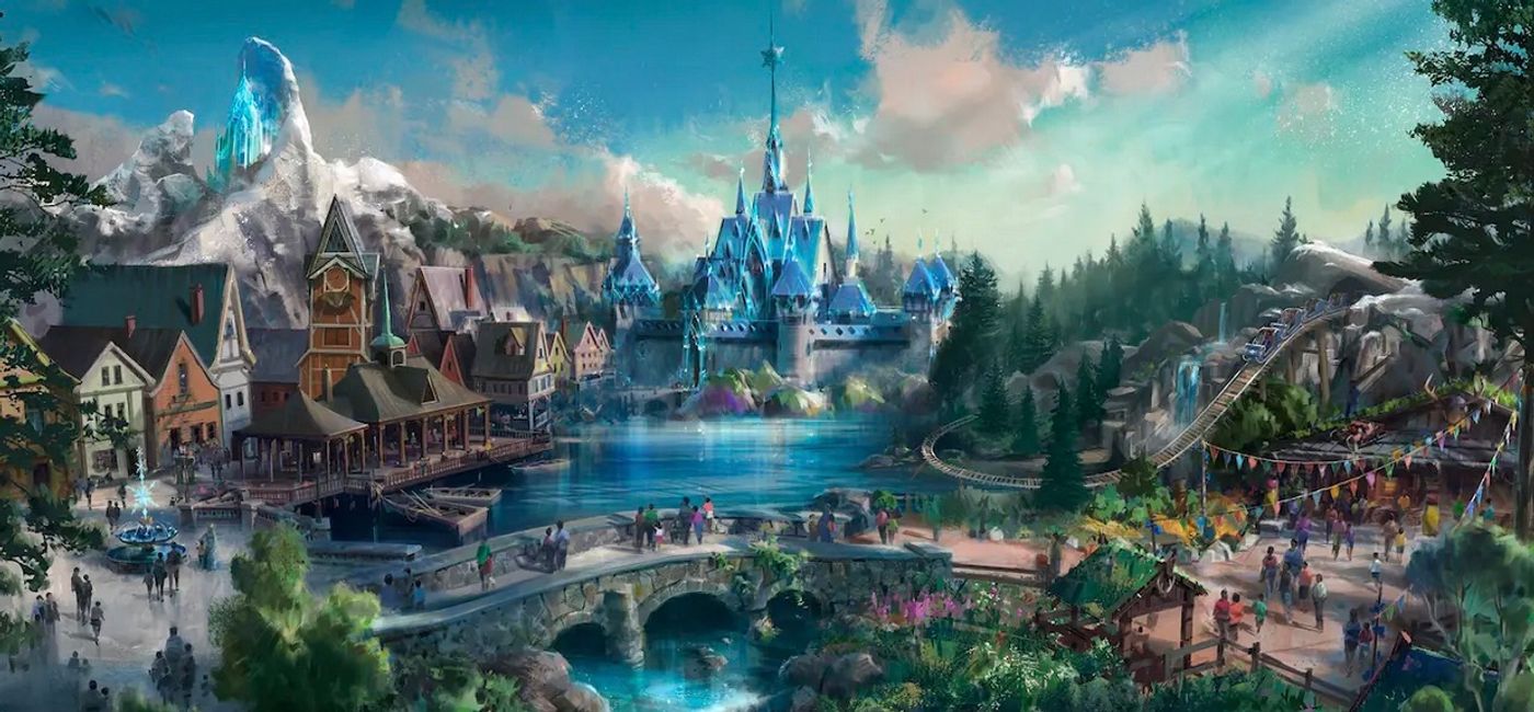 Image: An artist's rendering of the world's first Frozen-themed land at Hong Kong Disneyland. (Disneyland)