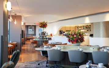 Seating area inside LAX's second Delta One lounge