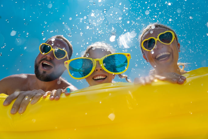 Family having fun on summer vacation.