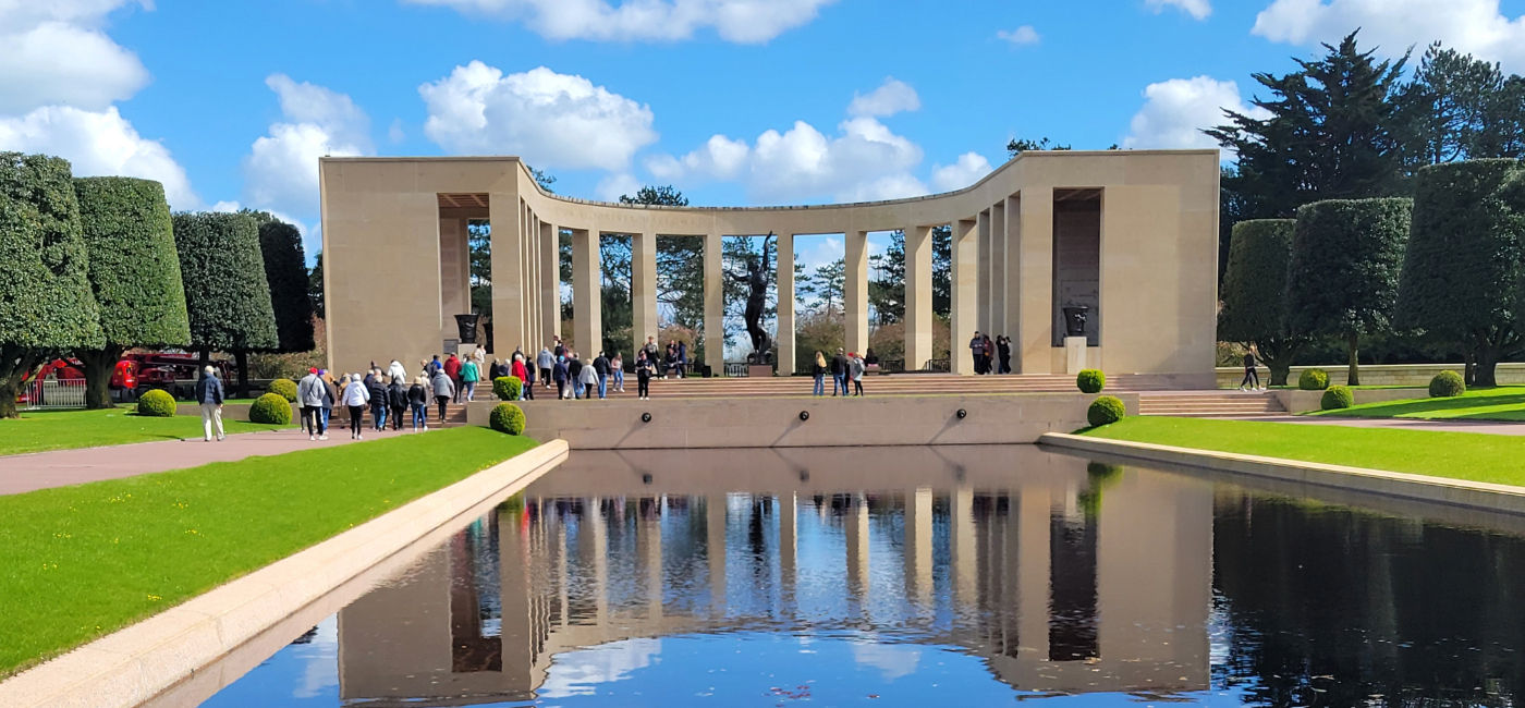 Image: The memorial at the Normandy American Cemetery in Normandy, France. (Photo Credit: Lacey Pfalz)