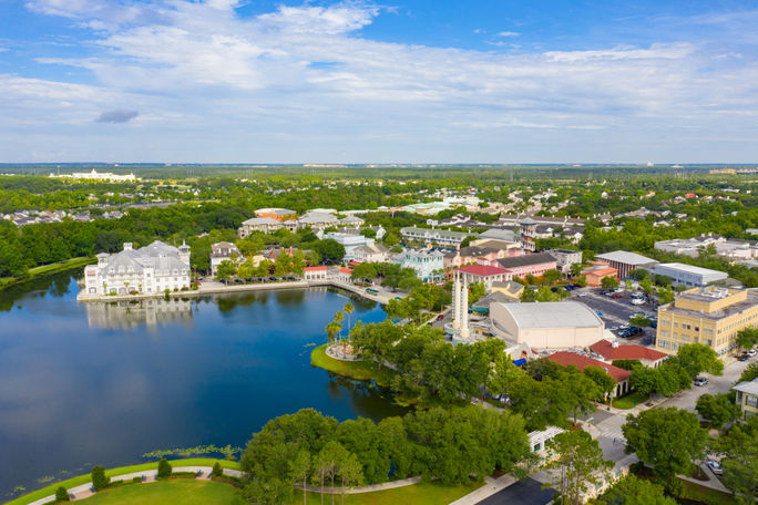 Aerial view of Celebration, Florida.