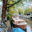 Houseboats along a canal in Amsterdam