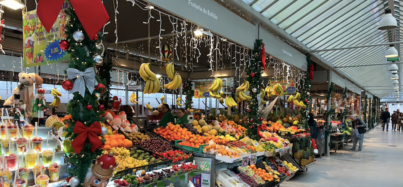 Image: A market decorated for Christmas in Porto, Portugal. (Photo Credit: Marsha Mowers)