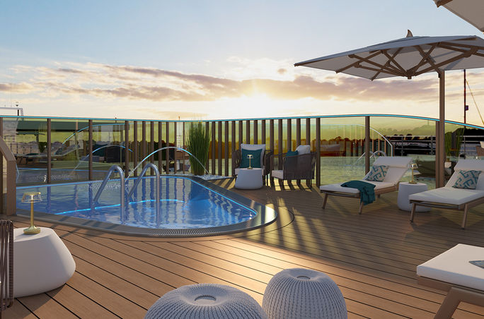 A rendering of the sun deck onboard the Amadeus Aurea A rendering of the sun deck onboard the Amadeus Aurea