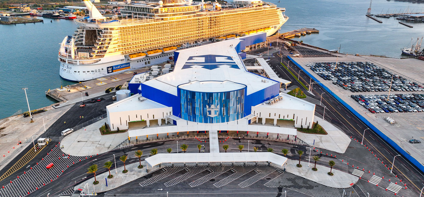 Image: Royal Caribbean International’s new $125 million cruise terminal in Galveston. (photo via Royal Caribbean International Media)