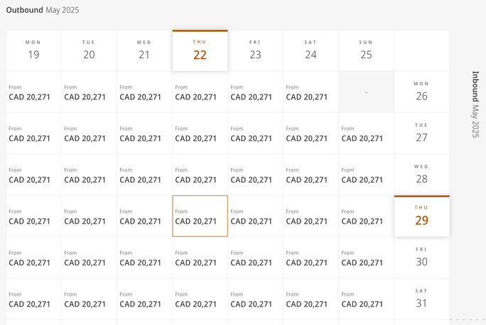 Emirates first class rates from YUL
