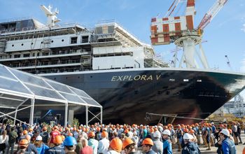 Explora V at Fincantieri’s shipyard in Genoa, Italy