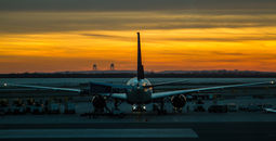 Plane parked at JFK airport in New York.