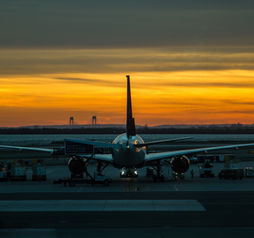 Plane parked at JFK airport in New York.