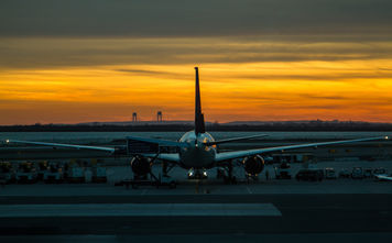 Plane parked at JFK airport in New York.