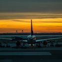 Plane parked at JFK airport in New York.