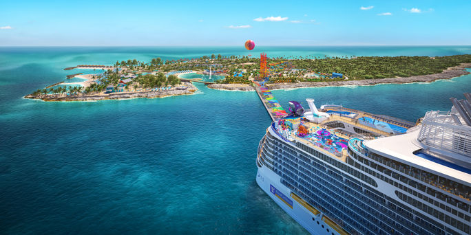 Utopia of the Seas arrives at Perfect Day at Coco Cay, Royal Caribbean's private island destination.