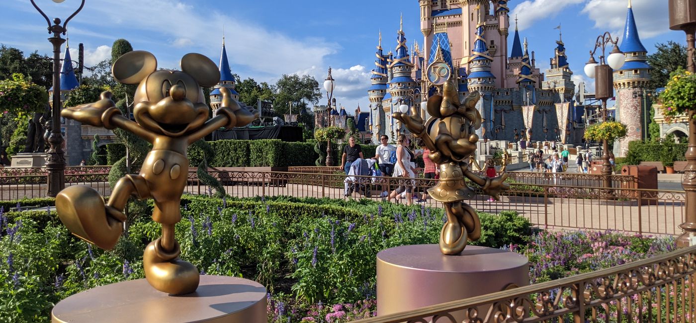 Image: Mickey and Minnie Golden Sculptures at Magic Kingdom (photo by Eric Bowman)