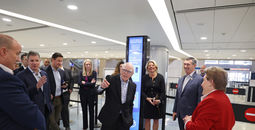 Commission member Stewart Baker gestures during the field visit to Harry Reid International Airport in Las Vegas.