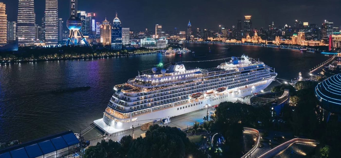 Image: Striking view of the Yi Dun docked in Shanghai. (Photo Credit: Viking)